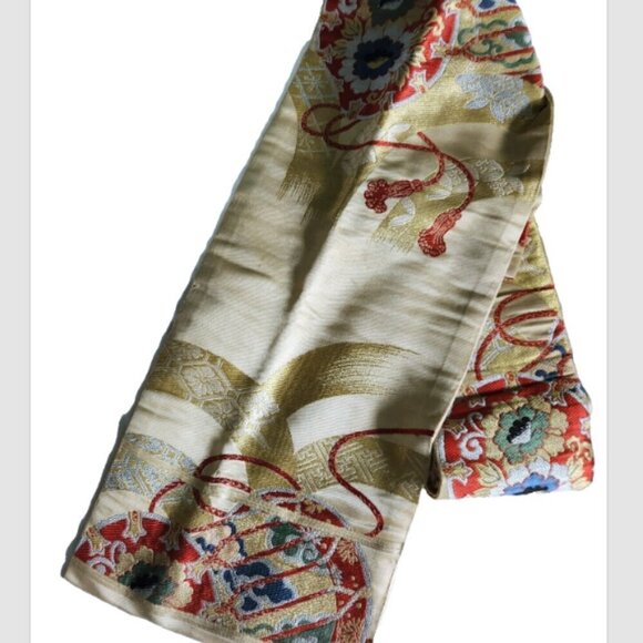 Japanese Obi for Kimono Lot of 2 Machine Embroidered Heavy Fabric Formal… - Picture 6 of 11